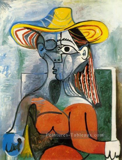 Buste de femme au chapeau 1962 Cubisme Peintures à l'huile